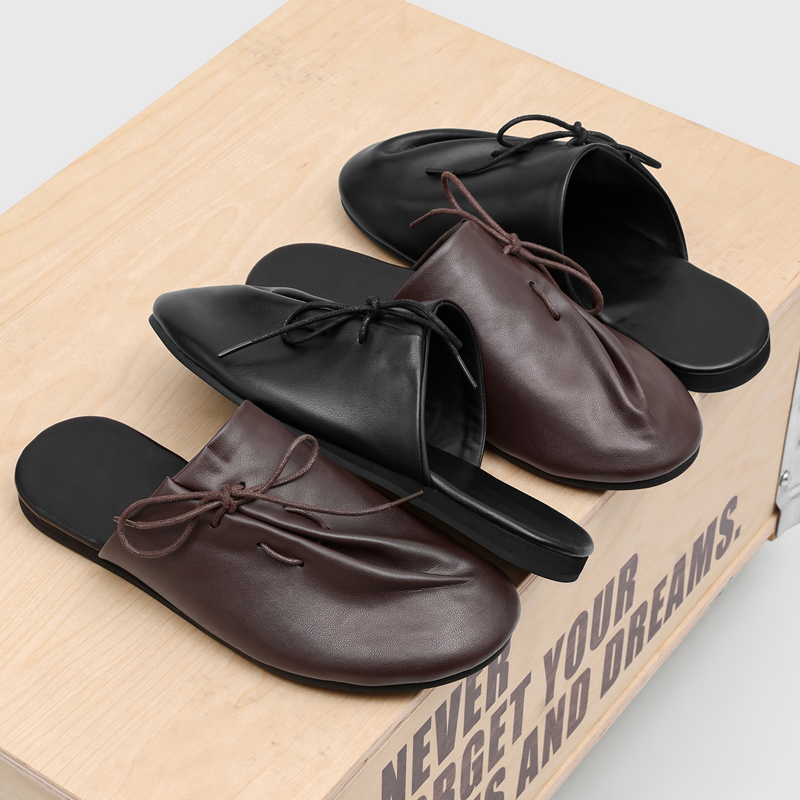 Flip Flop Leather Men - 새롭고 세련된 편안한 남성용 하프 슬리퍼