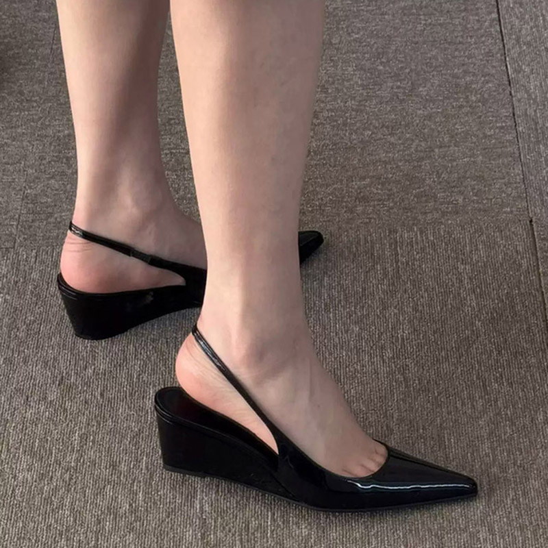 우아한 여름 여성용 에나멜 가죽 포인티드 토 슬링백 웨 - Casual Sandal Leather 리뷰 및 가격
