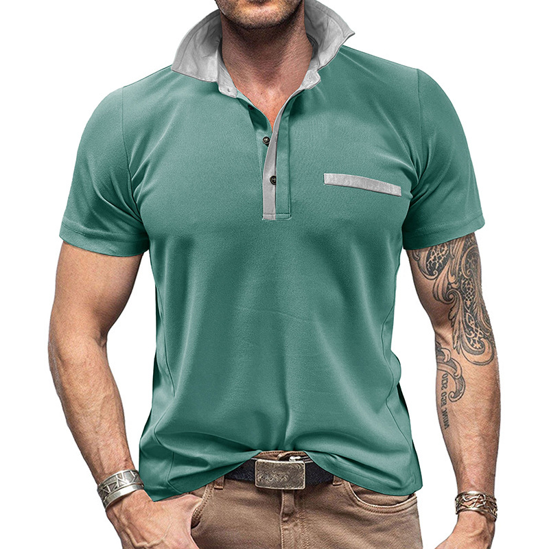 컬러 블록 라펠 반소매 폴로 셔츠 남성용 피케 캐주얼  - Polo Shirt Pique 리뷰 및 가격