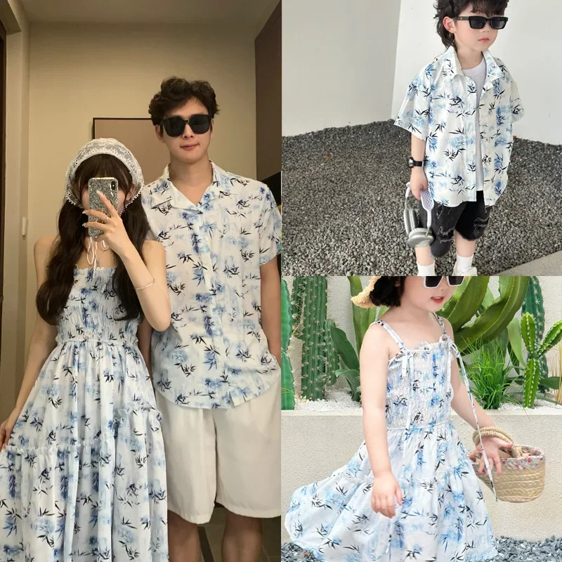 리조트 커플 룩 부모와 자녀 여름 옷 가족 일치하는 휴 - Resort Shirt Floral 리뷰 및 가격