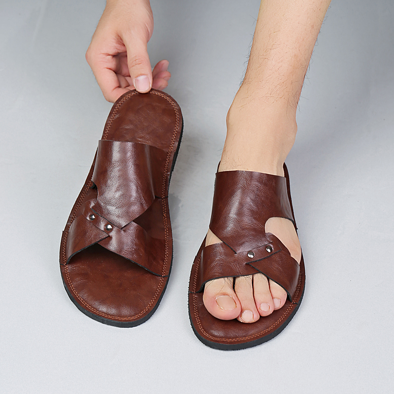 수제 가죽 슬리퍼 남성용 비치 여름 워킹 슈즈 슬립온  - Flip Flop Leather Men 리뷰 및 가격